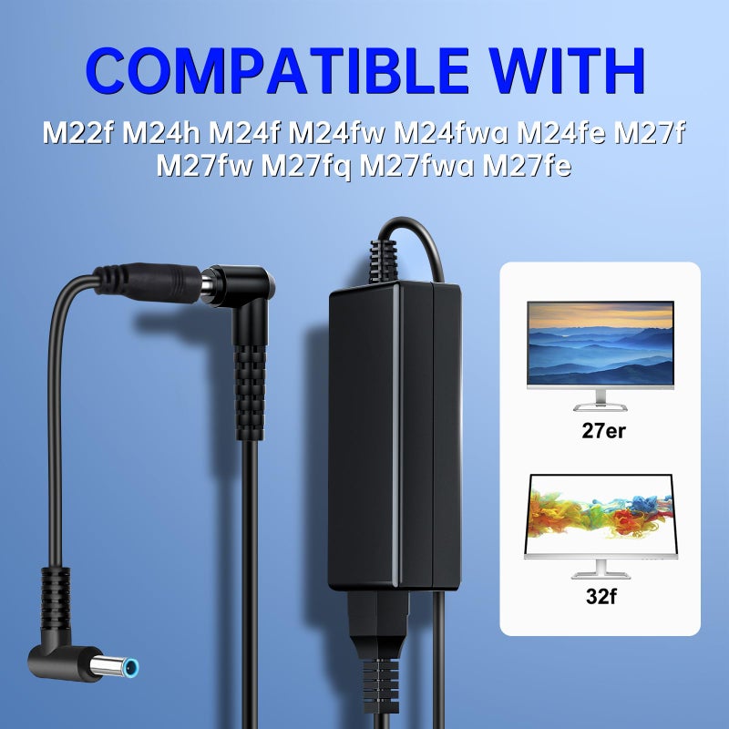 VHBW for HP Monitor Power Cord 27" 25" 23.8" 23" 21.5" 20" 19V Power Supply for HP Monitor 24f 22cwa 24m 23er 23es 27eb 32f vh240a 24ea 27 25vx ADPC1945 IPS LED Backlit Full HD Display - Image 4